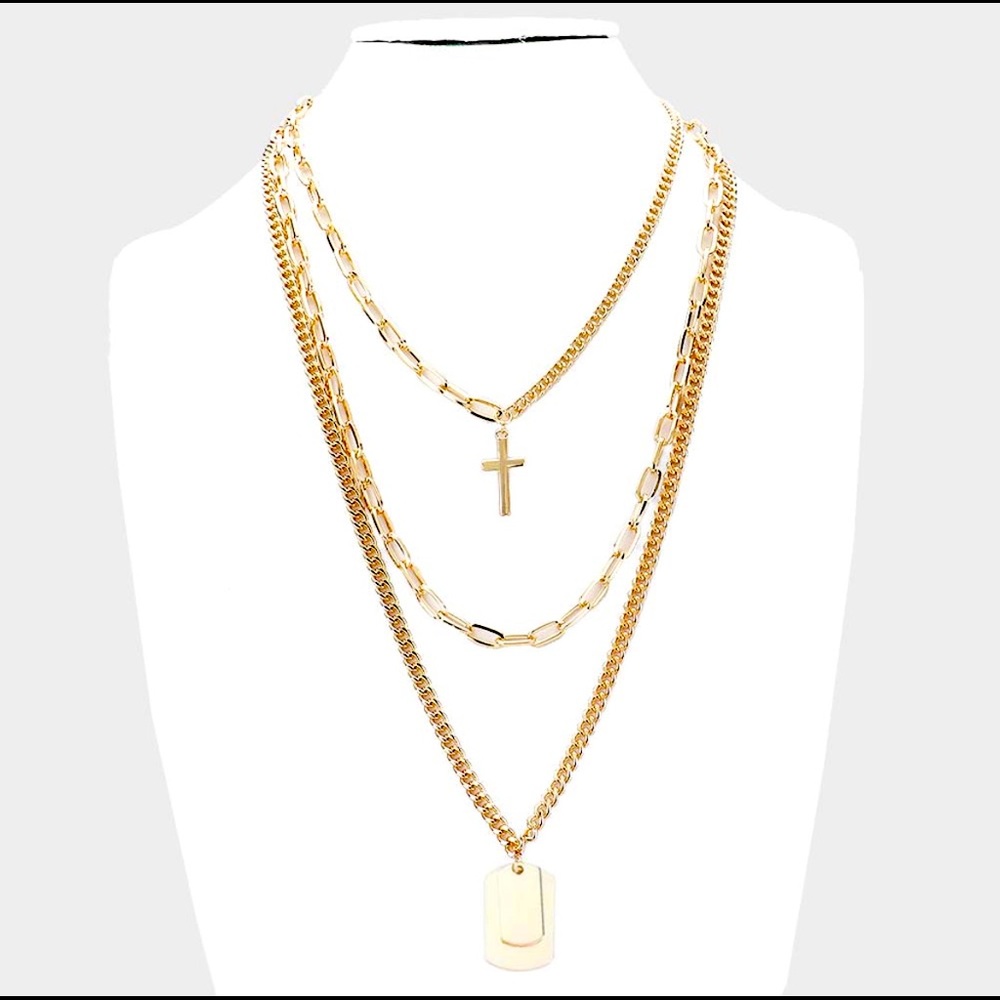 Multi layered Cross Necklace